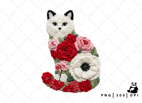Download Floral Valentine Cat Latch Hook PNG - Premium Resources