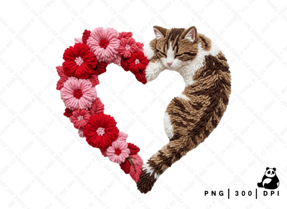Download Floral Valentine Cat Love Latch Hook PNG - Premium Resources
