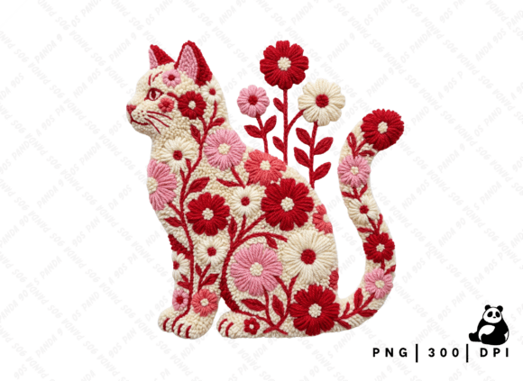 Download Floral Valentine Cat Latch Hook PNG - Premium Resources