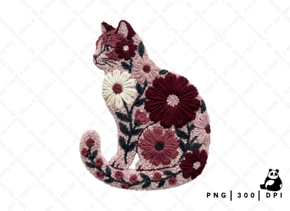 Download Floral Valentine Cat Latch Hook PNG - Premium Resources