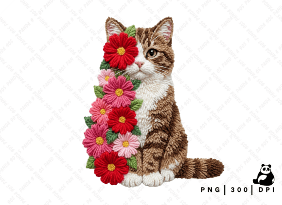 Download Floral Valentine Cat Latch Hook PNG - Premium Resources