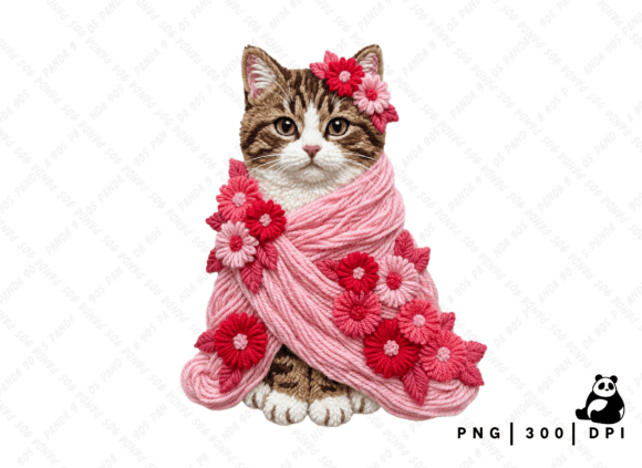 Download Floral Valentine Cat Latch Hook PNG - Premium Resources